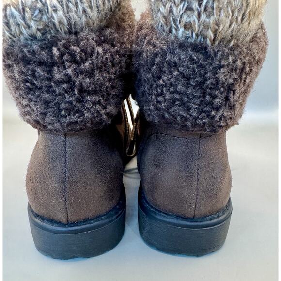 Cliffs by White Mountain Brown Fold Over Knit Cuff Boots Women’s 6M Lace Up - Picture 2 of 12